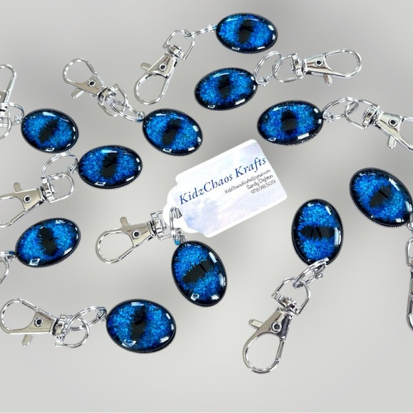 𝑯𝒂𝒏𝒅𝒎𝒂𝒅𝒆 Blue Dragon Eye Keychain w/Gift Bag - Picture 13 of 14